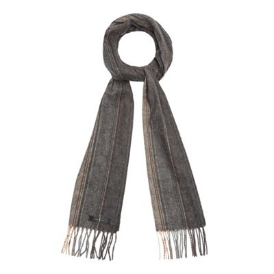 Grey stripe woven scarf